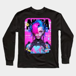 AKIBA DRIP - ⚫🟪⚫「 ✦ SHELL OF THE GHOST✦ 」⚫🟪⚫ CYBERPUNK ART Long Sleeve T-Shirt